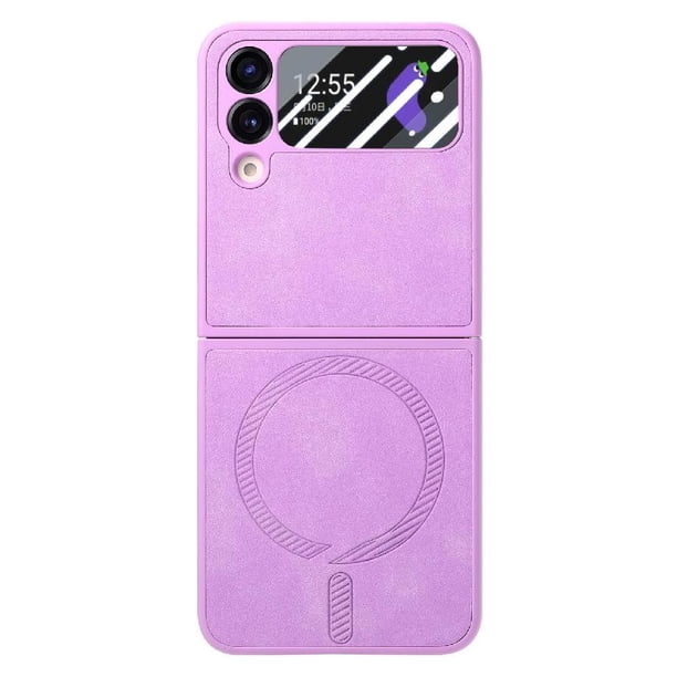 Magnetic Slim Case for Samsung Galaxy Z Flip 4 with Camera Guard & Anti-Scratch Back Purple