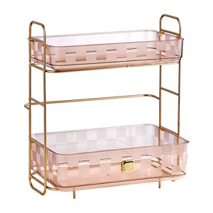 Magideal - Estante Organizador De Maquillaje, Estante De Almacenamiento De Cosméticos, Bandeja De Perfume De Gran Capacidad De 2 Niveles, Estante De Tocador Para , Naranja