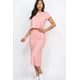 thumbnail image 1 of Capella Conjunto de Top Casual de Cuello Redondo y Falda Midi de Manga Corta Acanalada Lisa - Rosa Apparel, 1 of 11