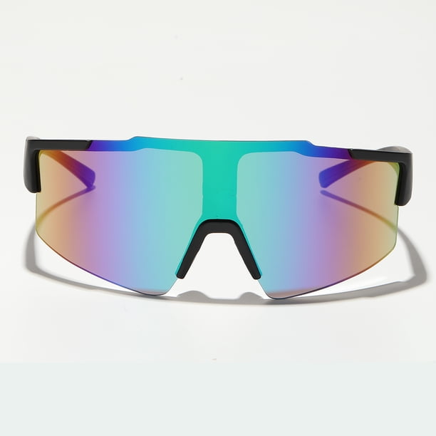 POLASUP GAFAS LENTES DE SOL Gafas de sol deportivas con lentes iridiscentes multicolor y montura negra, diseño aerodinámico y ligero. Perfectas para ciclismo, running y actividades al aire libre