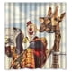 thumbnail image 1 of Cortina de ducha de payaso y jirafa, juego de cortina de baño con ganchos, tamaño 66 x 72 pulgadas, 1 of 3