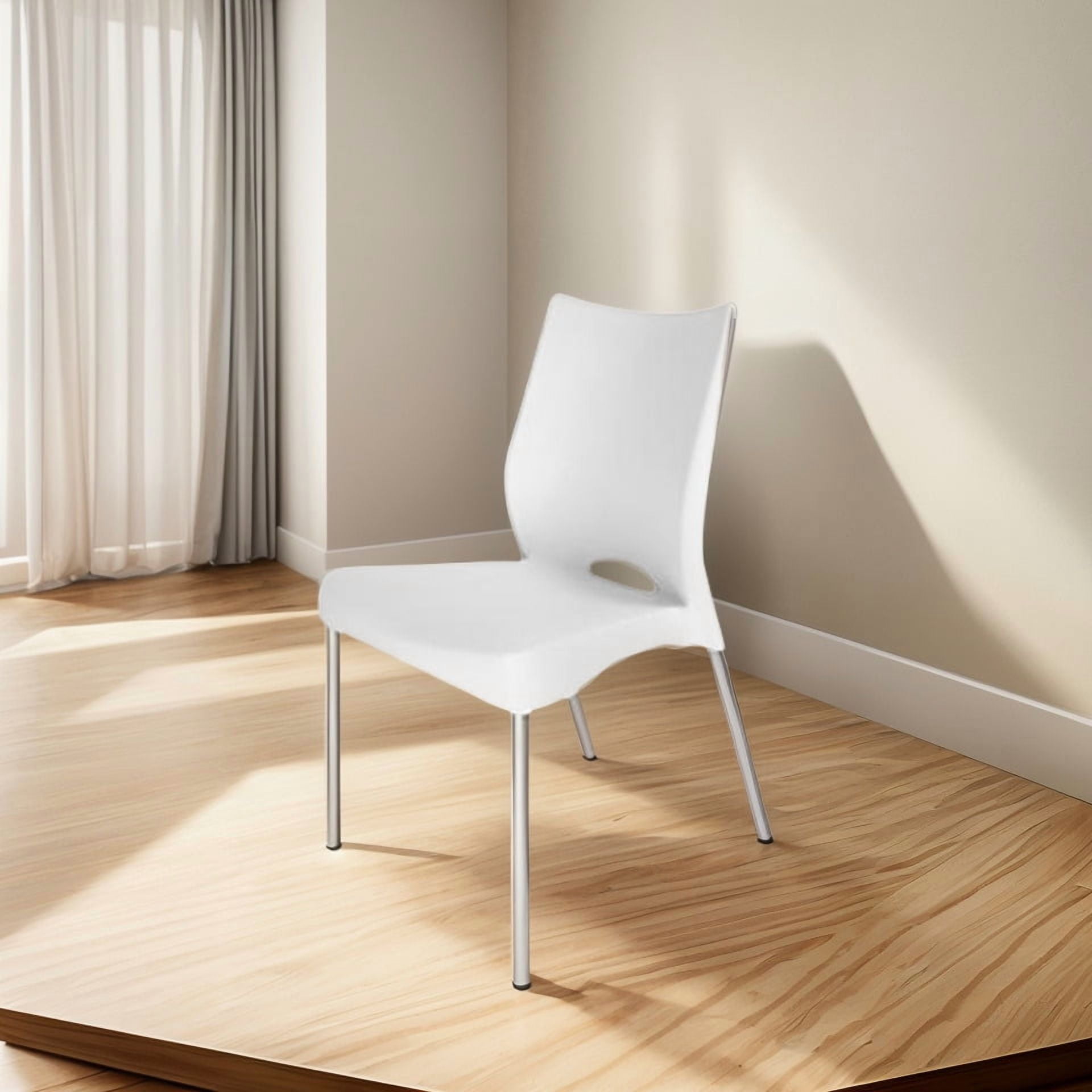 Dvp - Silla Plástica Blanca Con Patas Metálicas Y Filtro Uv