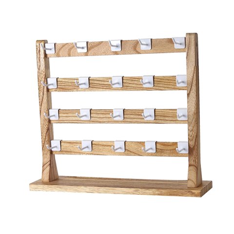 Magideal - Soporte Para Presentación De Joyería De Madera Con Ganchos, Exhibición De Pendientes, Exhibición De Pulseras, Soporte De Exhibición De Pendientes Para 4 Niveles