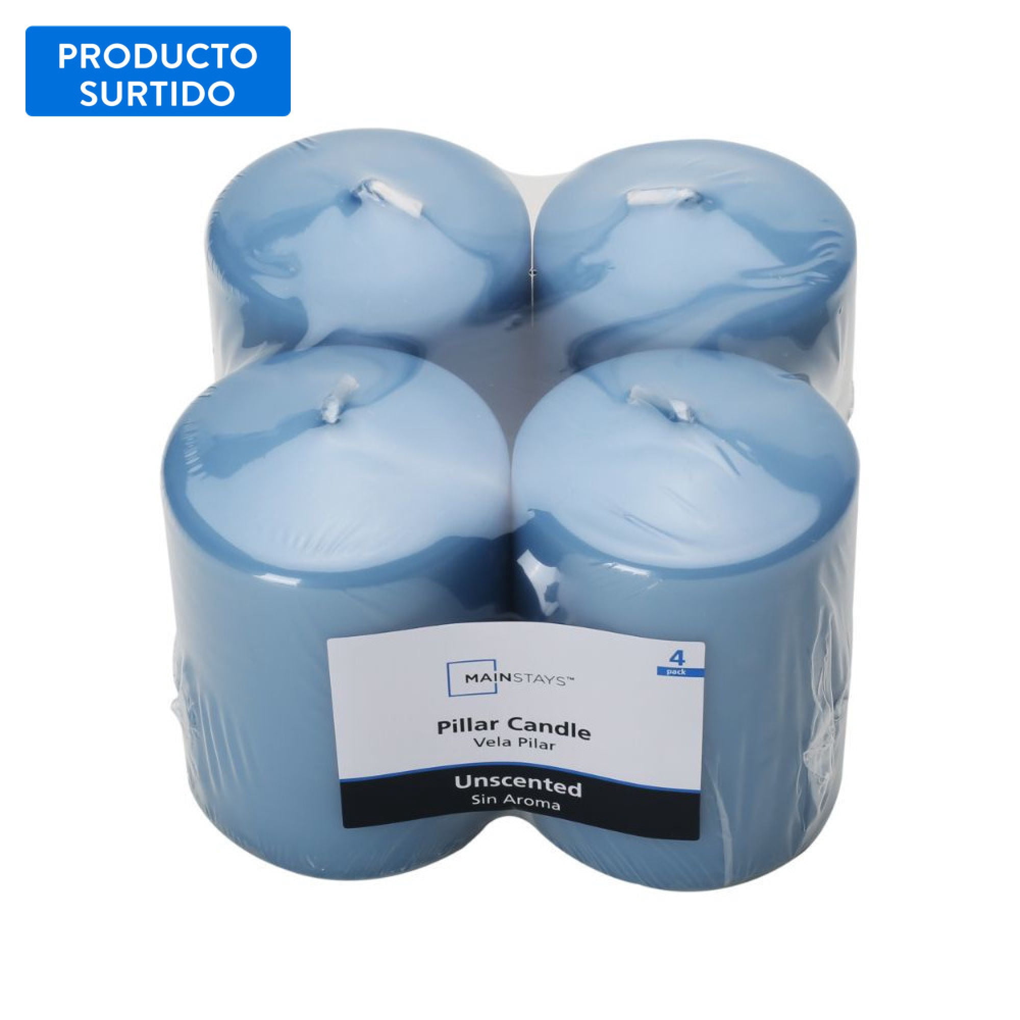 Mainstays - Velas Pack 4 Votivas Colores Sin Fragancia, Color Surtido