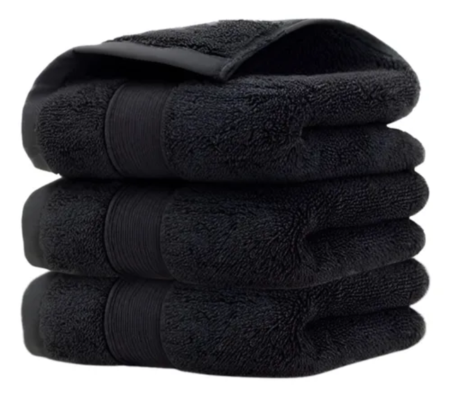 Genérico - Pack 3 Toallas Algodón Negras Peluquería Barbería Hotel 50X100 Cm
