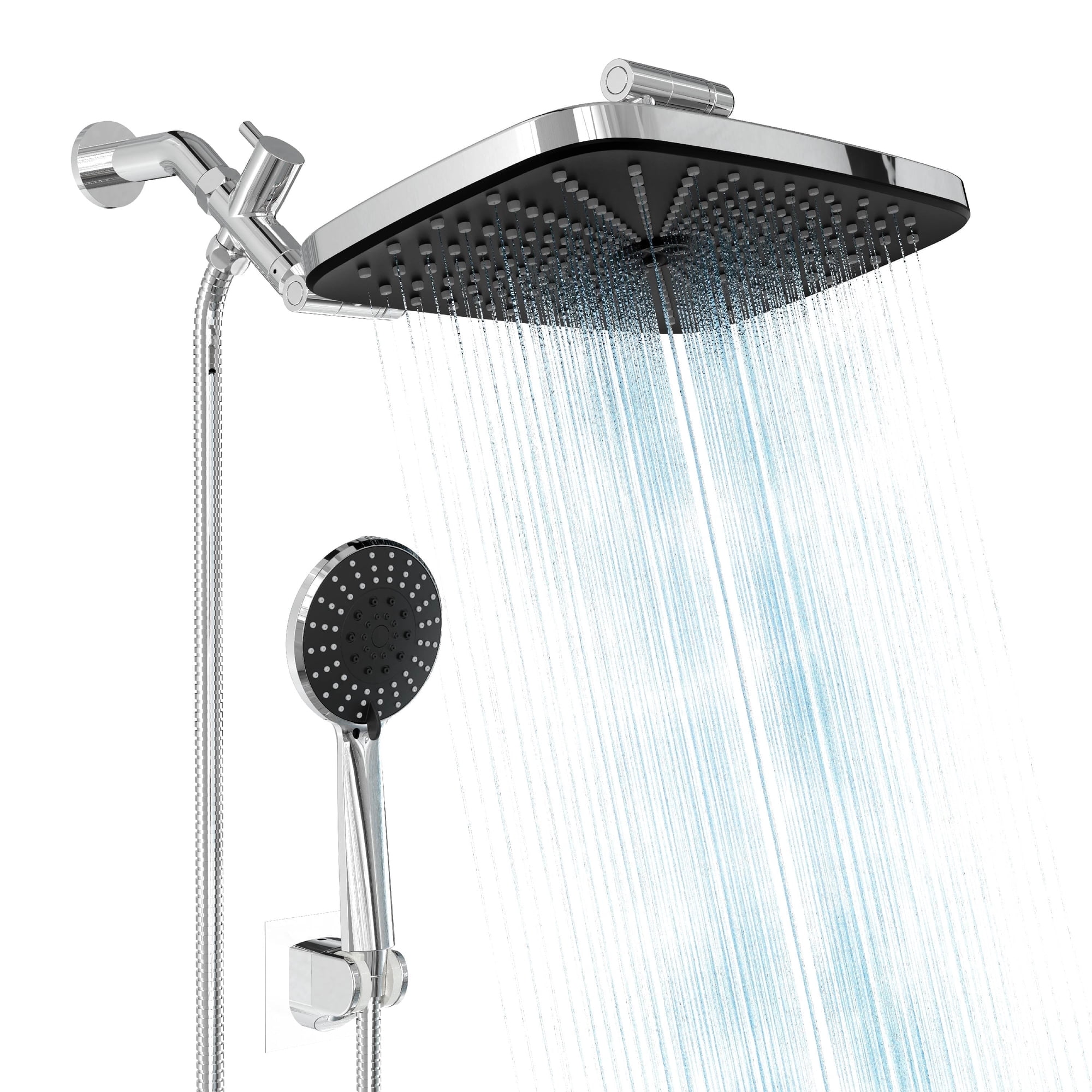 Cabezal De Ducha Tzumi 3 Vías Alta Presión Doble Efecto Lluvia Y Ducha De Mano 6 Configuraciones