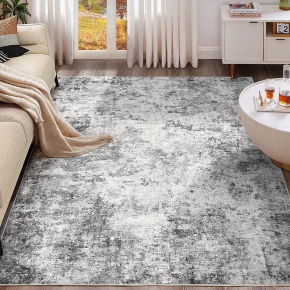 Alfombra UERMEI 182x274 cm, lavable, moderna, abstracta, gris