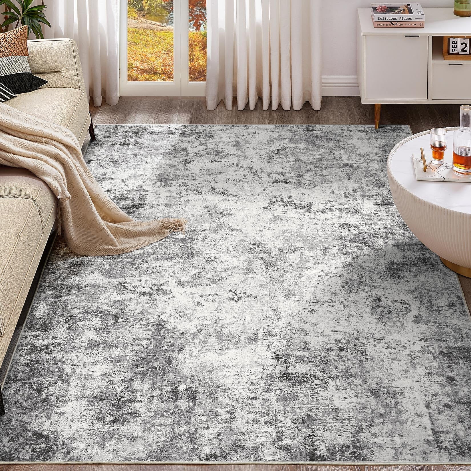 Alfombra Uermei 182x274 Cm, Lavable, Moderna, Abstracta, Gris