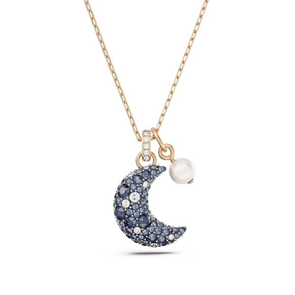 Collar Swarovski Sublima Moon con cristales oscuros, oro rosa