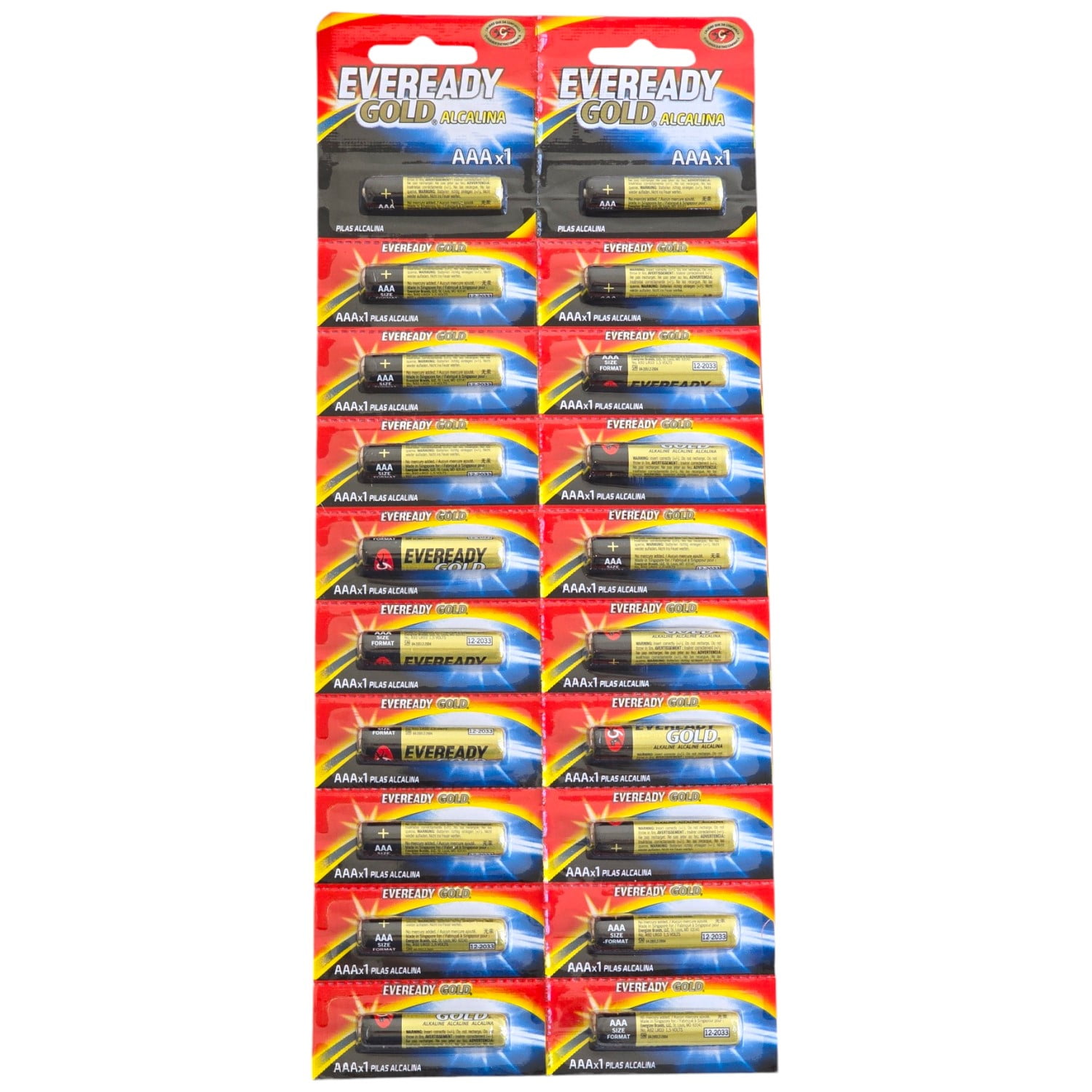 Pack 20 Pilas Eveready Aaa Alcalina Tira Prepicada