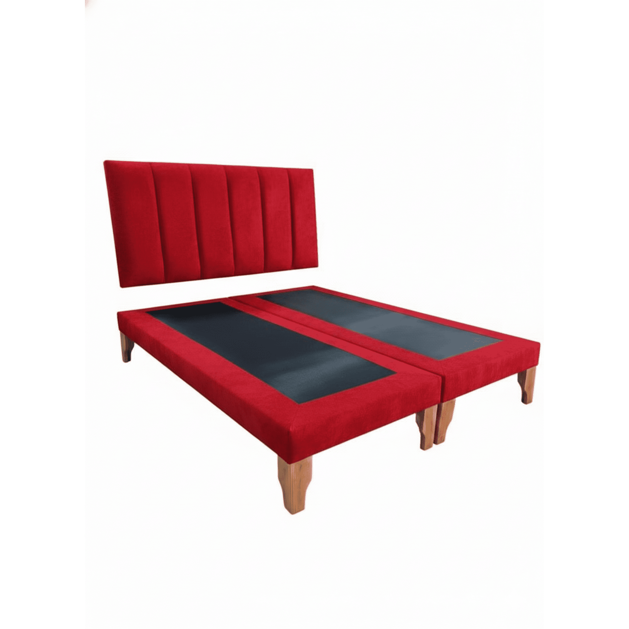 Muebles New - Cama Super King Lineal Rojo Felpa