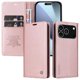 thumbnail image 3 of Funda Billetera de Cuero para iPhone 17 Pro con Tarjetero y Soporte - Tapa Magnética Rosa, 3 of 5