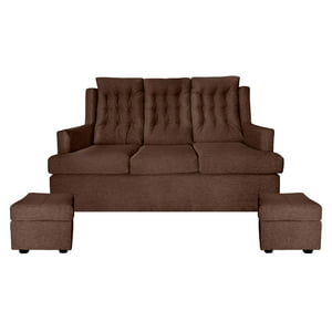 Fazca - Sofa Topacio 3 Cuerpos 2 Pouf Chocolate