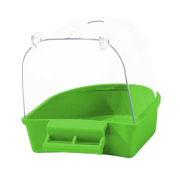 Caja de baño para pájaros y mascotas, cuenco de agua de alimentación colgante, bañera de baño para loros enjaulados para periquitos, pájaros pequeños, Verde