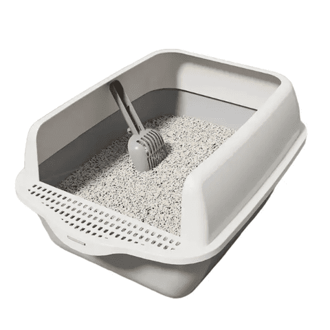 Arenero Caja Sanitaria Belug Mediana Para Gatos Mascotas Gris