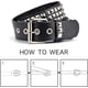 thumbnail image 5 of Cinturón con tachuelas, cinturón de cuero punk con cuentas cuadradas piramidales de metal de 3 filas, cinturón de jeans con tachuelas para mujeres y hombres., 5 of 7