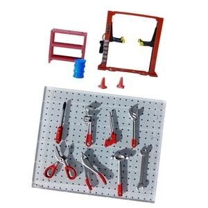 Magideal - 1/64 Diorama Garaje Maqueta Taller Reparación Marco Elevador De Coche Simulación Exhibición Escena Modelo Tambor De Aceite 14 Piezas/Set Herramientas
