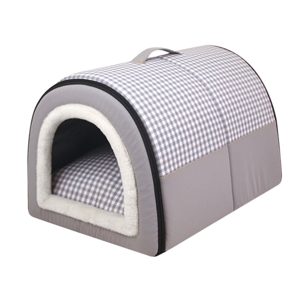 Casa para perros pequeños, cama para gatos, caseta extraíble cálida para gatos, perros pequeños, 2 en 1, casas para cachorros, cama suave para dormir Gris claro M