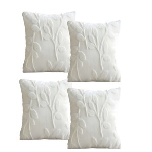 Genérico - Pack De 4 Fundas De Cojin Con Relieve 45X45Cm Blanco
