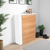 Tuhome - Zapatero Organizador Dassel 80,6X63,2X22,1 Cm Blanco Y Fresno