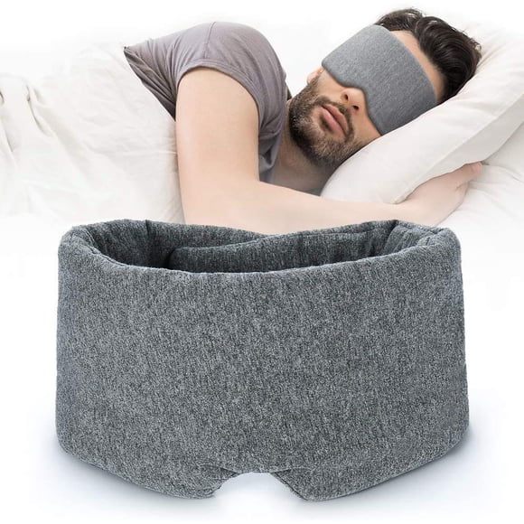 Mascarilla para dormir FRESHME, algodón, 100% bloqueante, gris claro