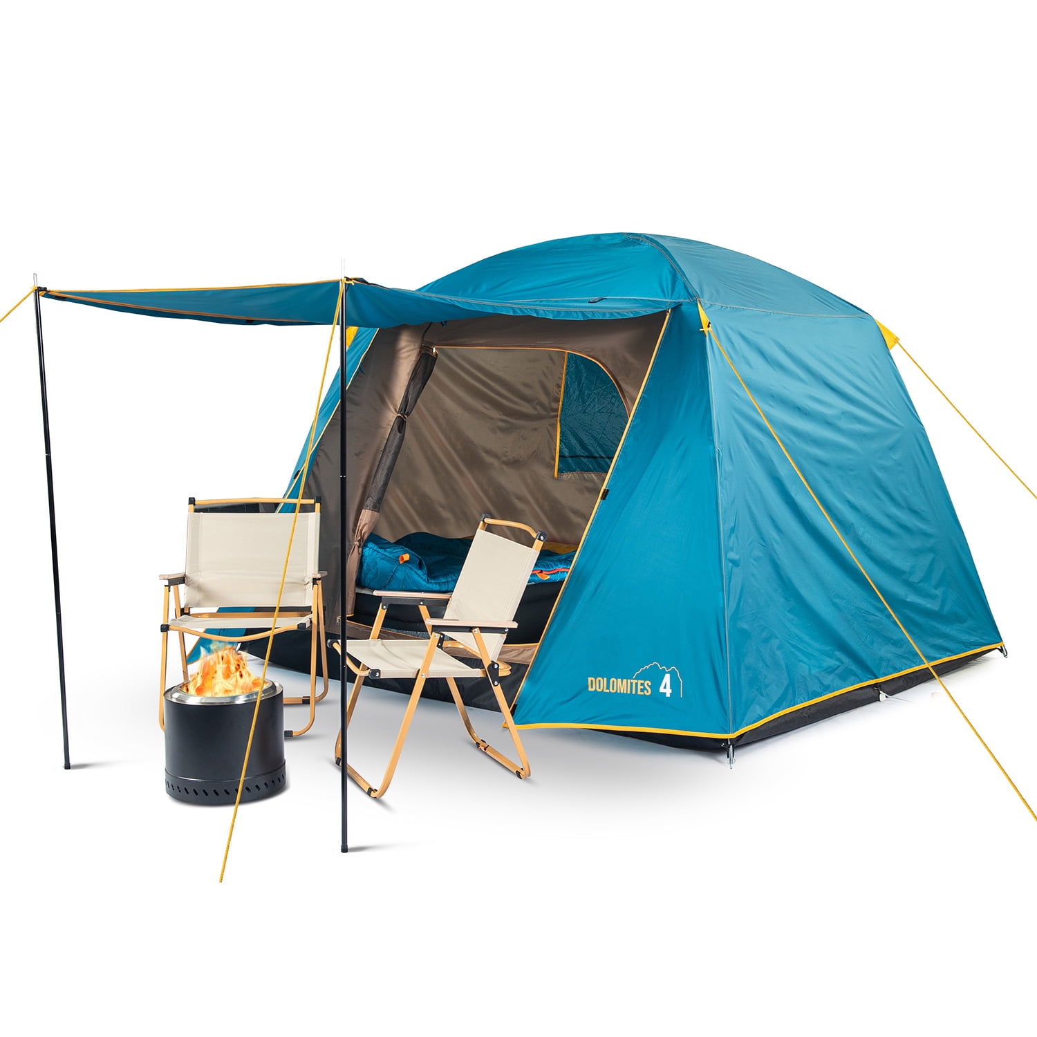 Discovery - Carpa Camping Dolomites 4, 4 Personas Techo Largo 3000 Mm Doble Toldo