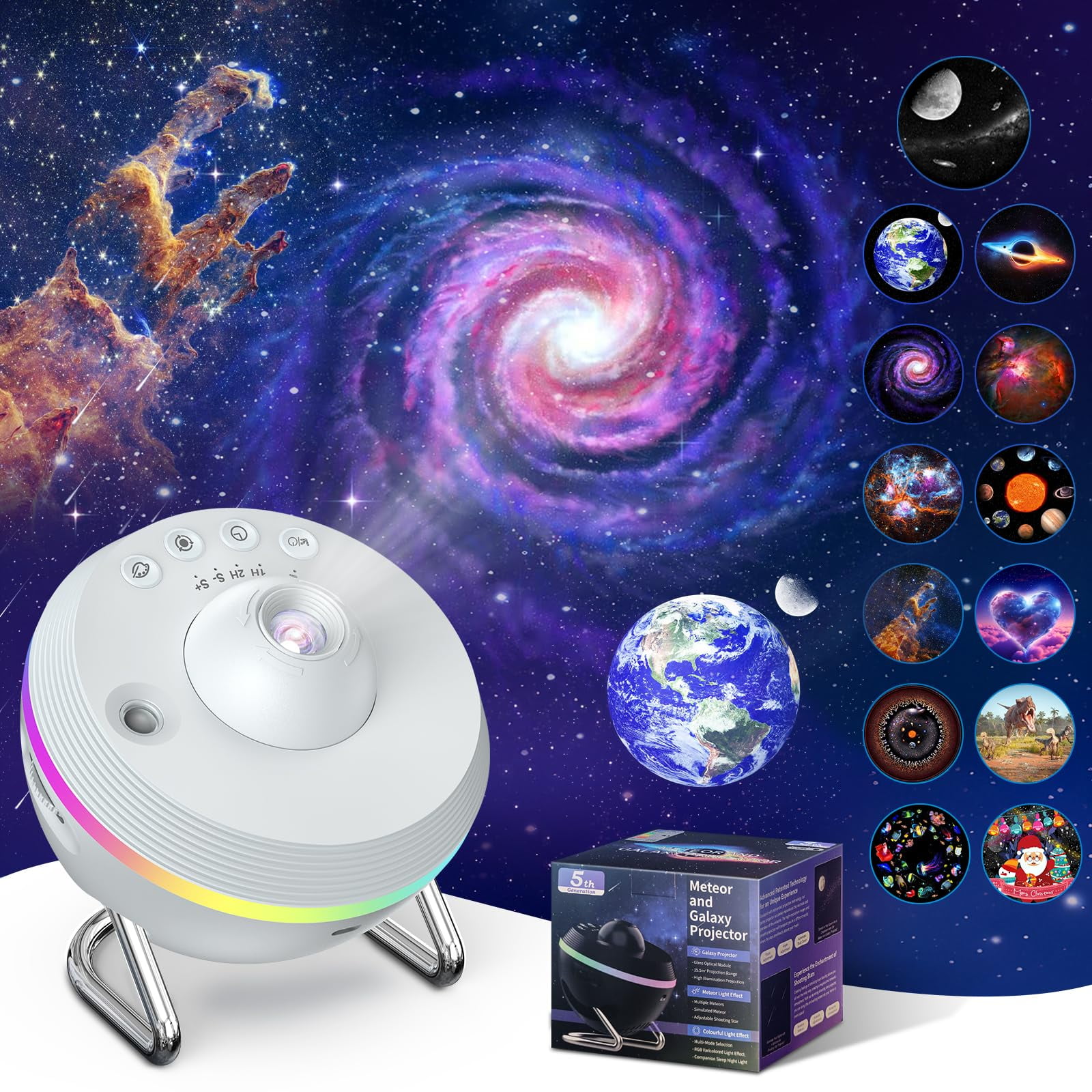 Proyector Planetario Astarama Galaxy Star Con Tira De Luz