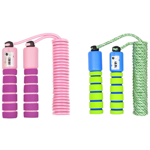 Cuerdas de saltar para niños, cuerda de saltar suave y ajustable, equipo de fitness para niños con asas de espuma.
