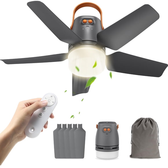 Ventilador de techo portátil Ausic de 20" con batería, luz y control remoto