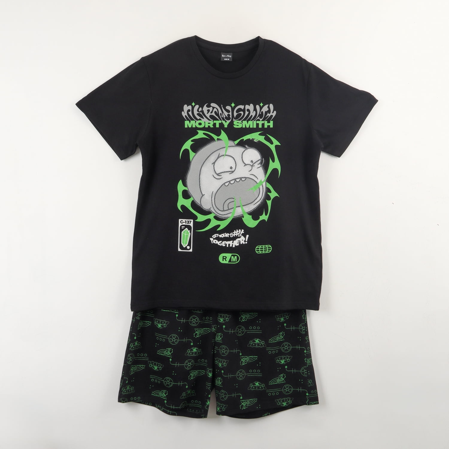Pijama Manga Corta Hombre Negro Rick And Morty