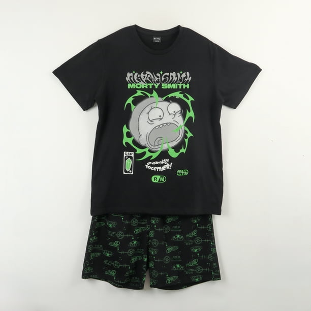 Pijama Manga Corta Hombre Negro Rick and Morty