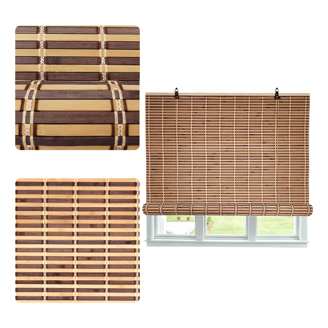 Homebrandt - Cortina De Bambú Persiana Bicolor 120x180 Con Diseños Roller