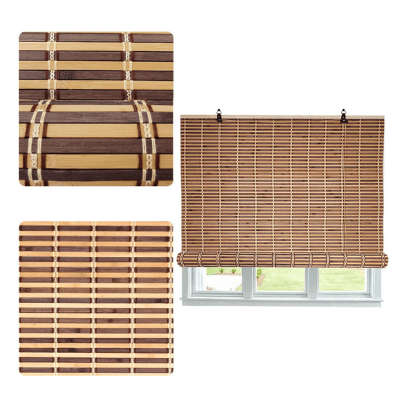 Cortina De Bambú Persiana Bicolor 120x180 Con Diseños Roller