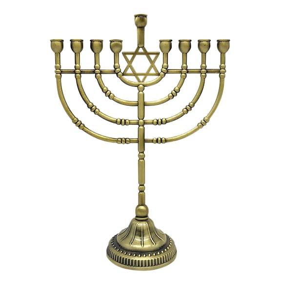 Vela Menorah Ner Mitzvah, bronce tradicional, 23 cm de altura