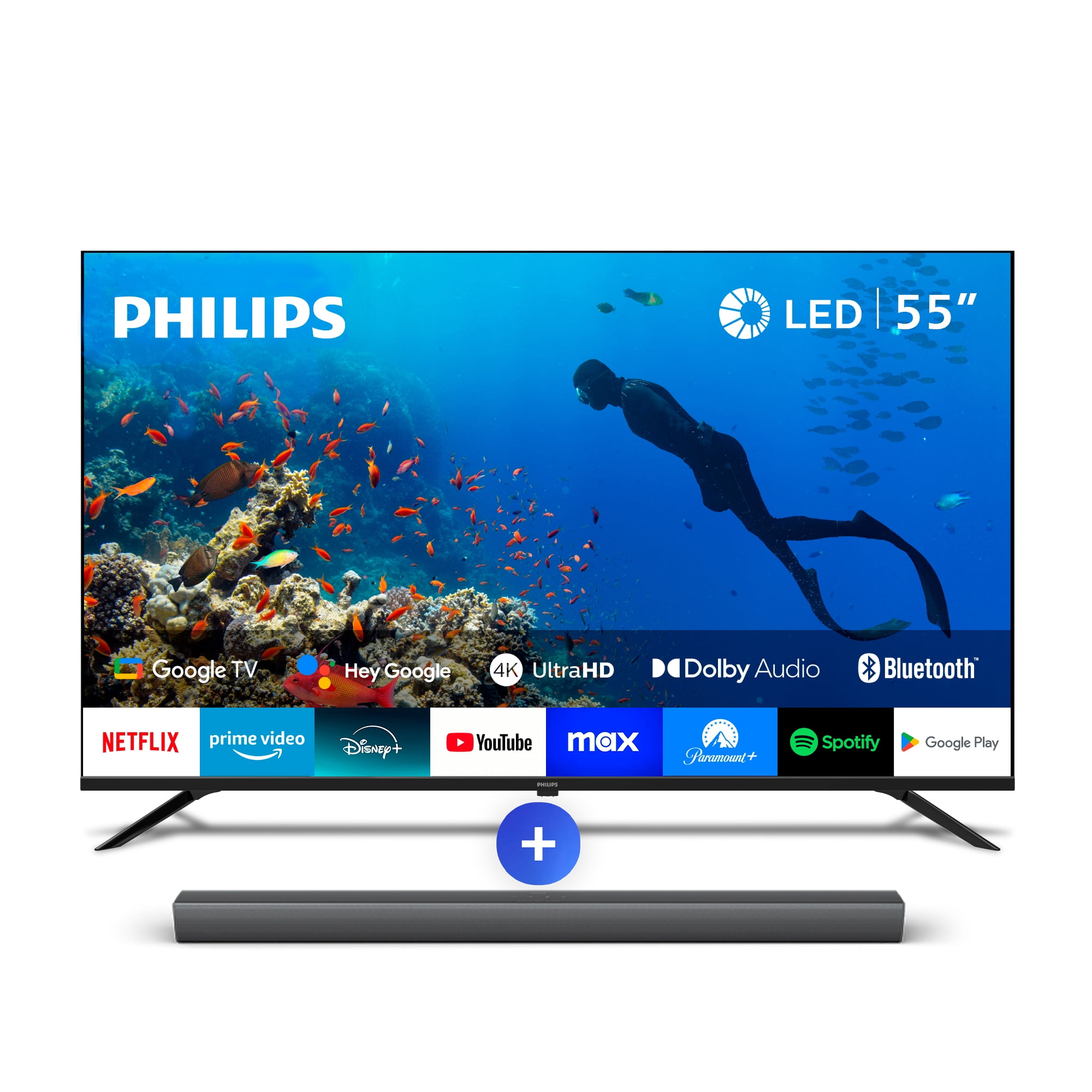 Philips Tv 55" Pud7019 + Soundbar Tab4208 Smart Starter