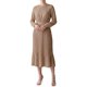 thumbnail image 1 of INSPIRE CHIC Vestido de Mujer con Mangas Largas de Linterna, Cuello Redondo, Cintura Alta, Vestido Midi, Talla Mediana, Caqui, 1 of 5