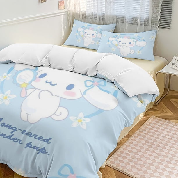 Cinnamoroll 3-Piece Twin Bed Set - Includes 1 Single Comforter And 2 Pillowcases Bedding - Fade Resistant Microfiber - Cinnamoroll