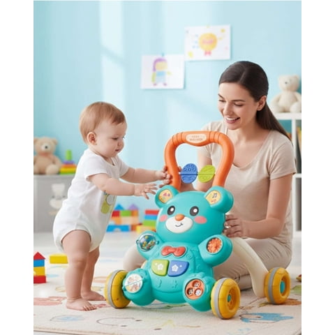 Todo Para El Hogar - Andador Y Mesa Didáctica 2 En 1 Con Diseño De Osito