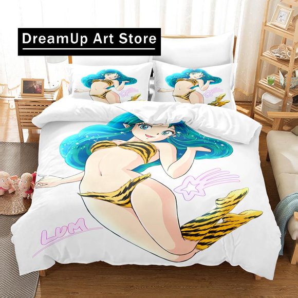 Fashion Urusei Yatsura Lum Bedding Set Boys Girls Duvet Cover Pillowcase Bed Adult Bedroom