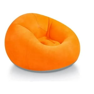 Casa Pagoda - Puff Sillon Sofa Inflable Respaldo Simil Piel Reforzado Multicolor Naranja