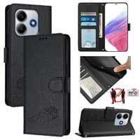 Funda Tipo Cartera Foxdock Para Xiaomi Redmi Note 14 4G Con Soporte, Ranuras, Rfid, Diseño De Gato