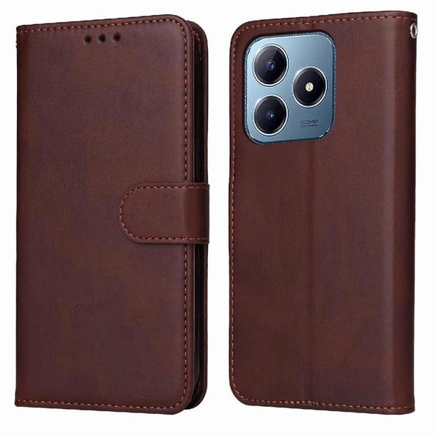 Funda Billetera para Realme C61 con Porta Tarjetas y Soporte Ajustable Marrón