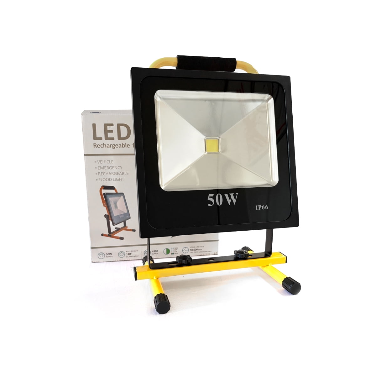 Teimporta - Foco Reflector Portátil Recargable Led 50w Luz Blanca 6hrs Amarillo Blanco Frío