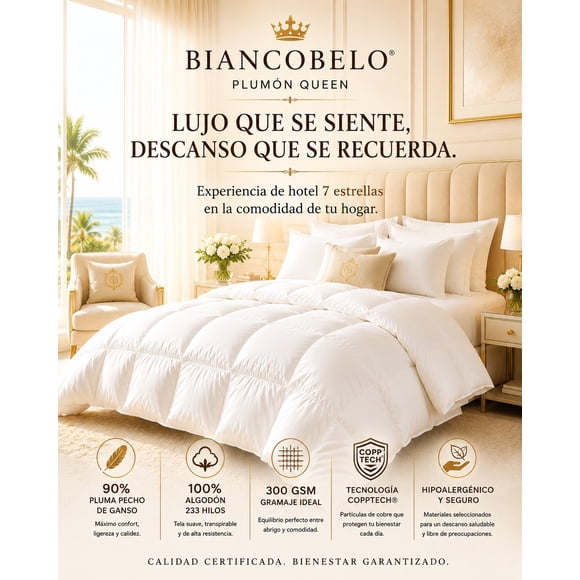 Plumon Superking Invierno Premium 90% pluma de pecho ganso Certificado