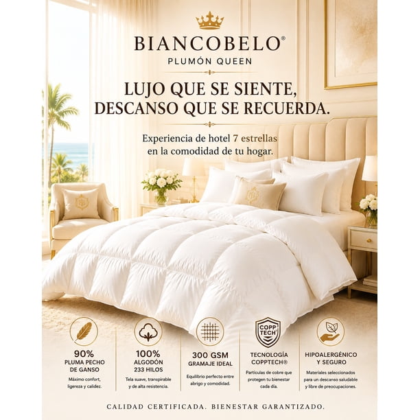 Plumon Superking Invierno Premium 90% pluma de pecho ganso Certificado