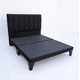 thumbnail image 1 of Cama europea 2 plazas de 150x190 con respaldo de rayas Lino negro y bases divididas, 1 of 2