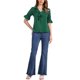 thumbnail image 2 of Blusa de Gasa Semitransparente con Volantes y Mangas Abullonadas hasta el Codo para Mujer de INSPIRE CHIC S Verde Esmeralda, 2 of 6