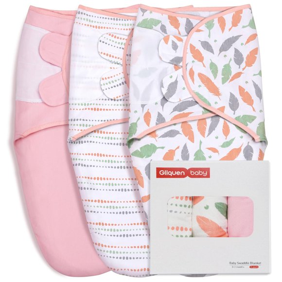 Mantas de Envolver GLLQUEN BABY Paquete de 3 Ajustables 56x66 cm