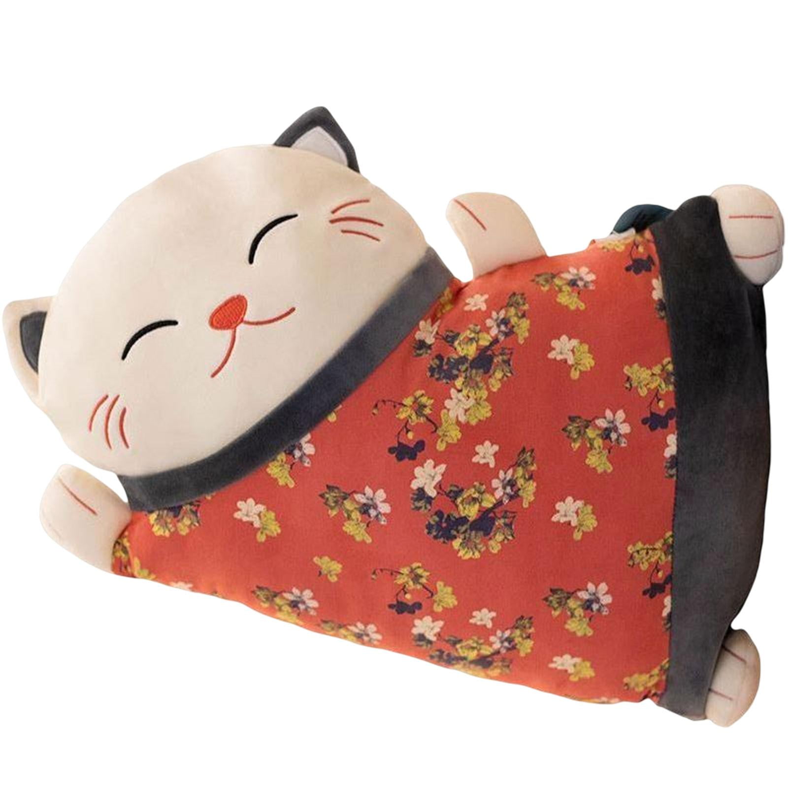 Bothyi - Almohada De Gato De La Suerte, Almohada Lumbar De Dibujos Animados Desmontable Para El Hogar, Coche, Regalo De Año Nuevo, Rojo