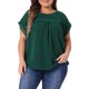 thumbnail image 1 of Agnes Orinda Blusas de Tallas Grandes para Mujer Chiffón con Lunares Suizos Mangas Cortas Encaje Crochet Blusa Plisada 6X Verde Oscuro, 1 of 8